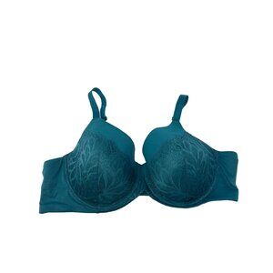Auden Superstar Lightly Lined Bra Size 46C Full Coverage Lace Teal Intimates NEW